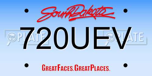 720UEV South Dakota License Plate
