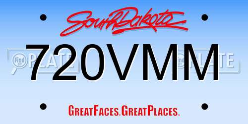 720VMM South Dakota License Plate
