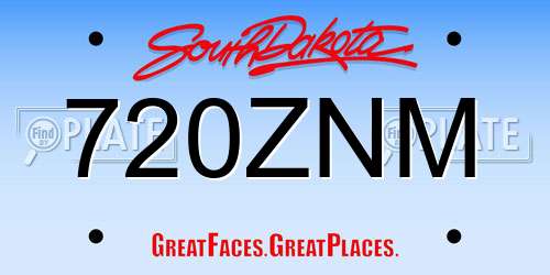 720ZNM South Dakota License Plate