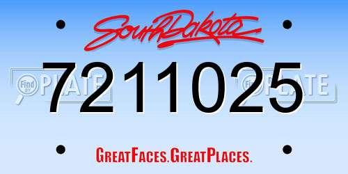 7211025 South Dakota License Plate