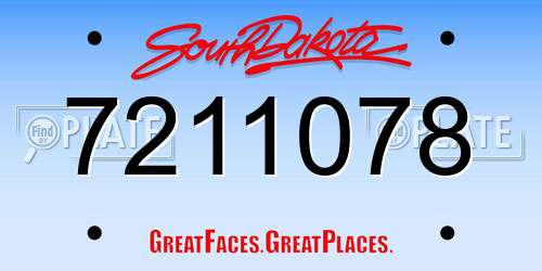 7211078 South Dakota License Plate