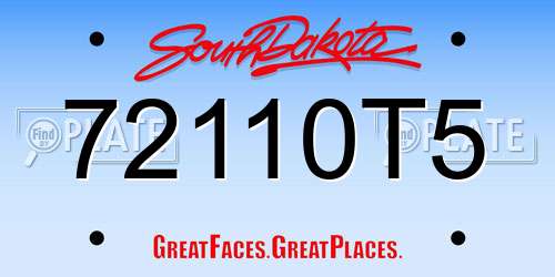 72110T5 South Dakota License Plate
