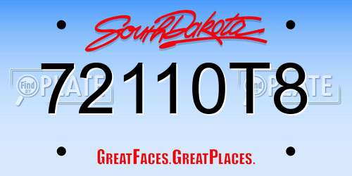 72110T8 South Dakota License Plate