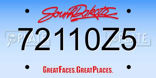 72110Z5 South Dakota License Plate