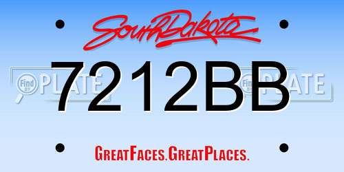7212BB South Dakota License Plate