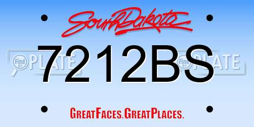 7212BS South Dakota License Plate
