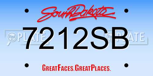 7212SB South Dakota License Plate
