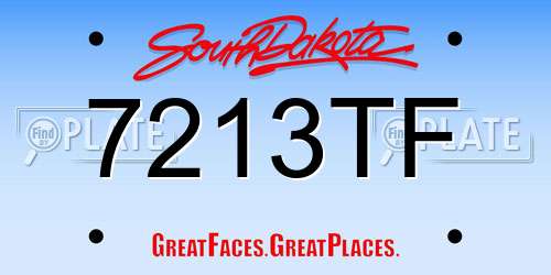 7213TF South Dakota License Plate