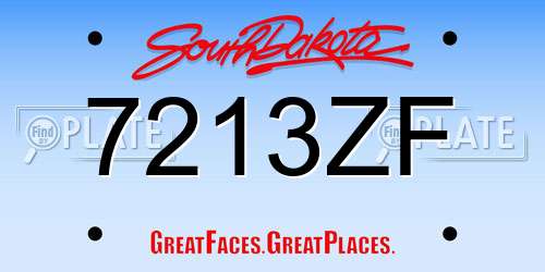 7213ZF South Dakota License Plate
