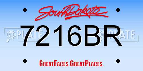 7216BR South Dakota License Plate