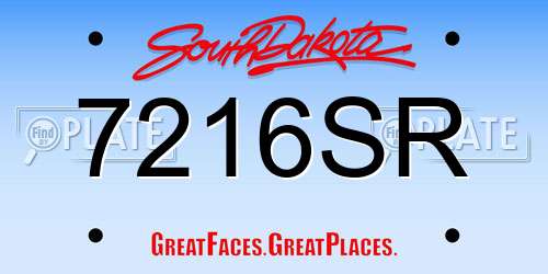 7216SR South Dakota License Plate