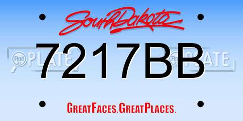7217BB South Dakota License Plate