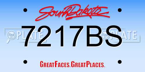 7217BS South Dakota License Plate