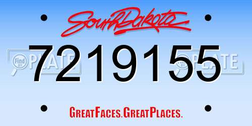 7219155 South Dakota License Plate