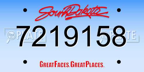 7219158 South Dakota License Plate