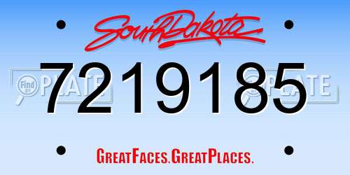 7219185 South Dakota License Plate