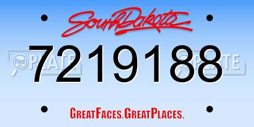 7219188 South Dakota License Plate