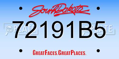 72191B5 South Dakota License Plate