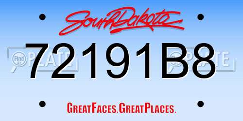 72191B8 South Dakota License Plate