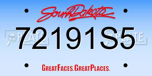 72191S5 South Dakota License Plate