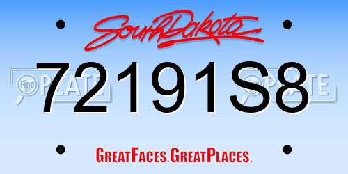 72191S8 South Dakota License Plate