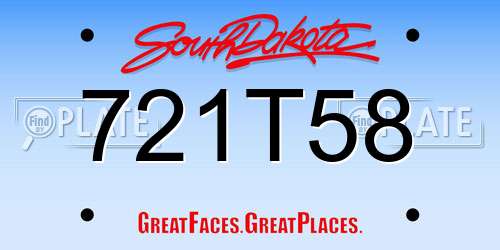 721T58 South Dakota License Plate