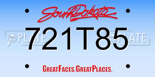 721T85 South Dakota License Plate