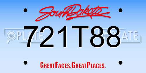 721T88 South Dakota License Plate