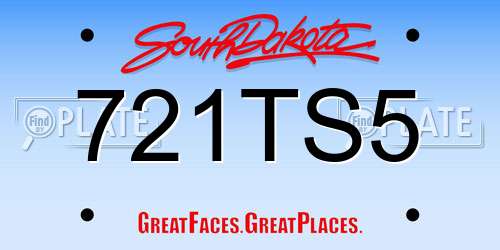 721TS5 South Dakota License Plate
