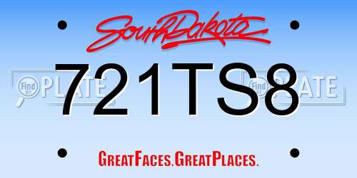 721TS8 South Dakota License Plate