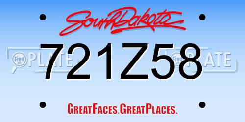 721Z58 South Dakota License Plate