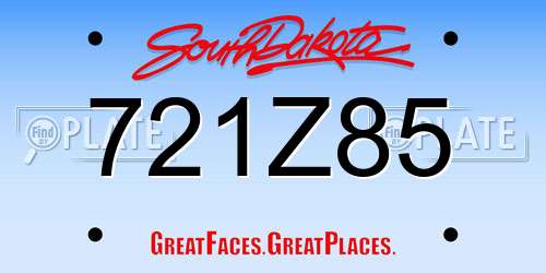 721Z85 South Dakota License Plate