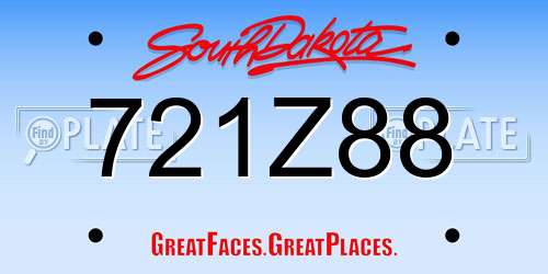 721Z88 South Dakota License Plate