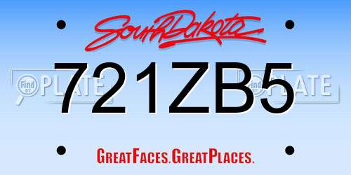 721ZB5 South Dakota License Plate