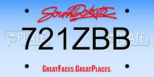 721ZBB South Dakota License Plate