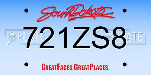 721ZS8 South Dakota License Plate