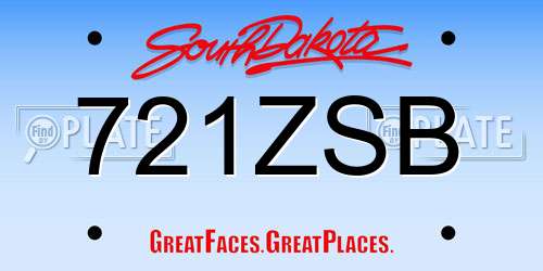 721ZSB South Dakota License Plate