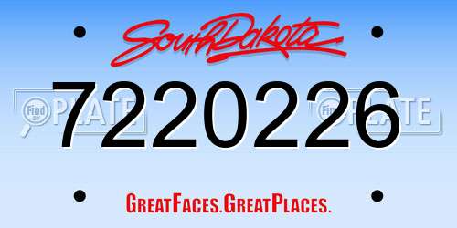 7220226 South Dakota License Plate