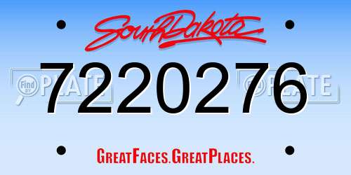 7220276 South Dakota License Plate