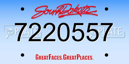 7220557 South Dakota License Plate
