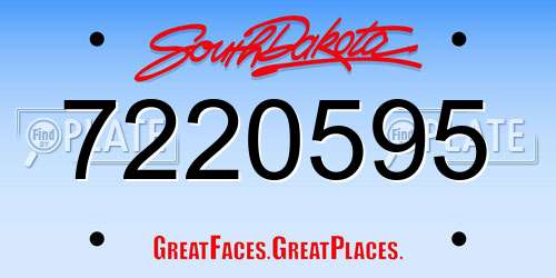 7220595 South Dakota License Plate