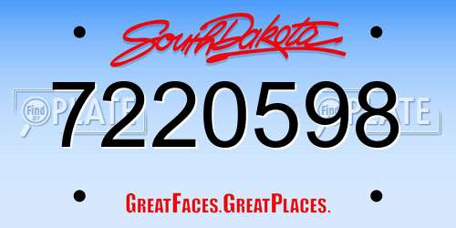 7220598 South Dakota License Plate