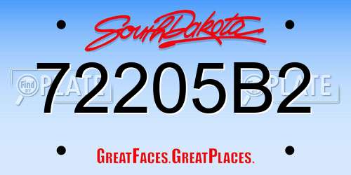 72205B2 South Dakota License Plate