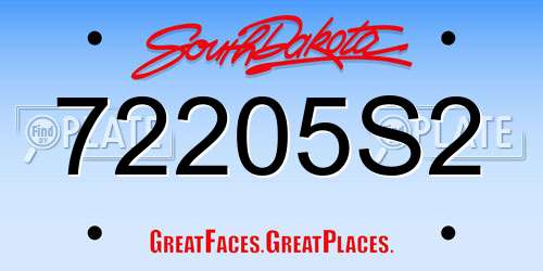 72205S2 South Dakota License Plate