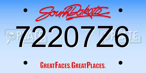 72207Z6 South Dakota License Plate