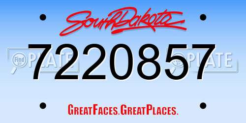 7220857 South Dakota License Plate
