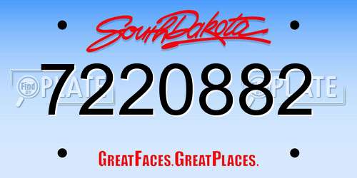 7220882 South Dakota License Plate