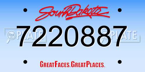 7220887 South Dakota License Plate