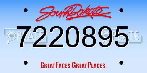 7220895 South Dakota License Plate