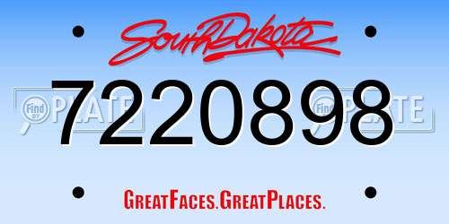 7220898 South Dakota License Plate